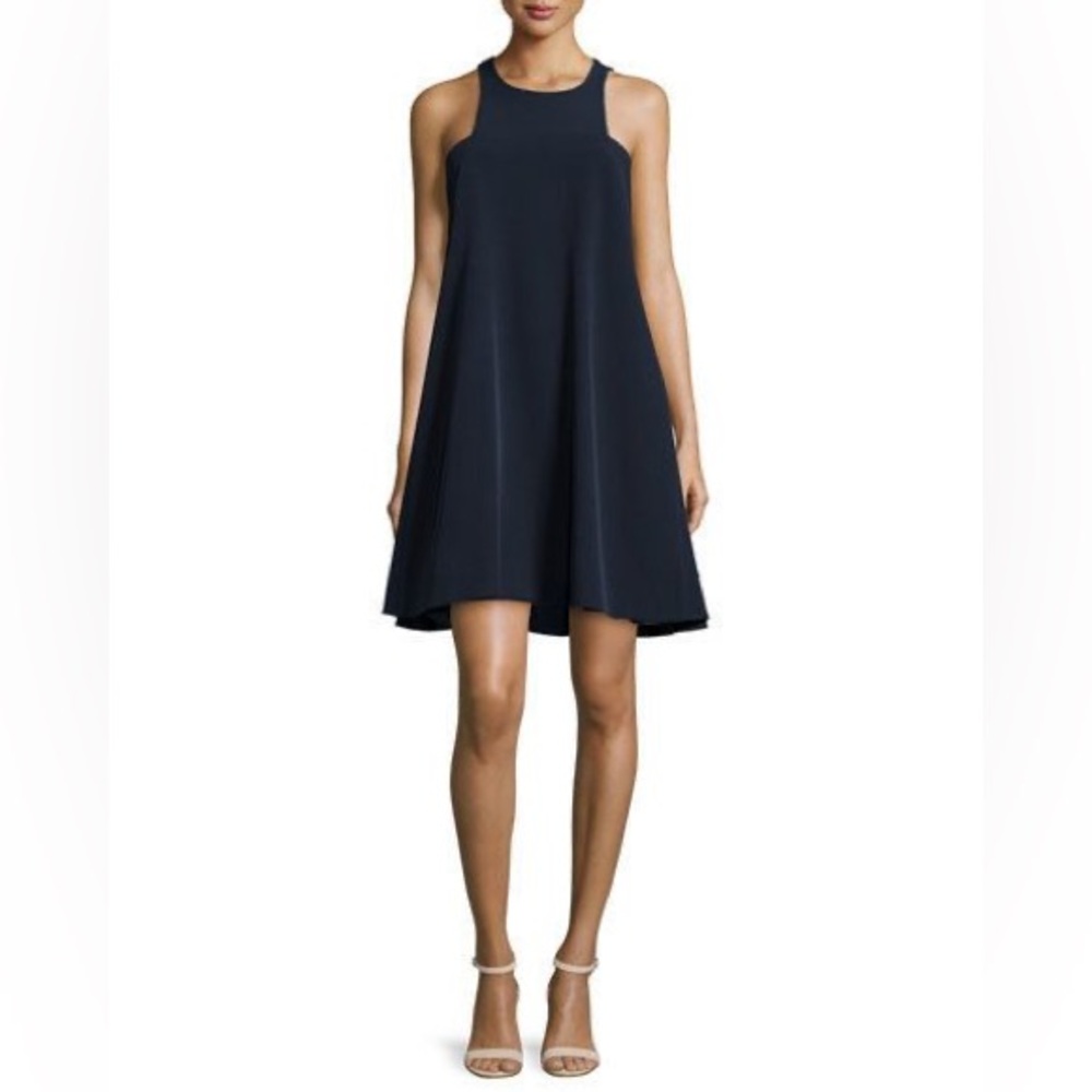 Milly Angular Sleeveless High-low Effect A-Line Dress, Navy Size 6